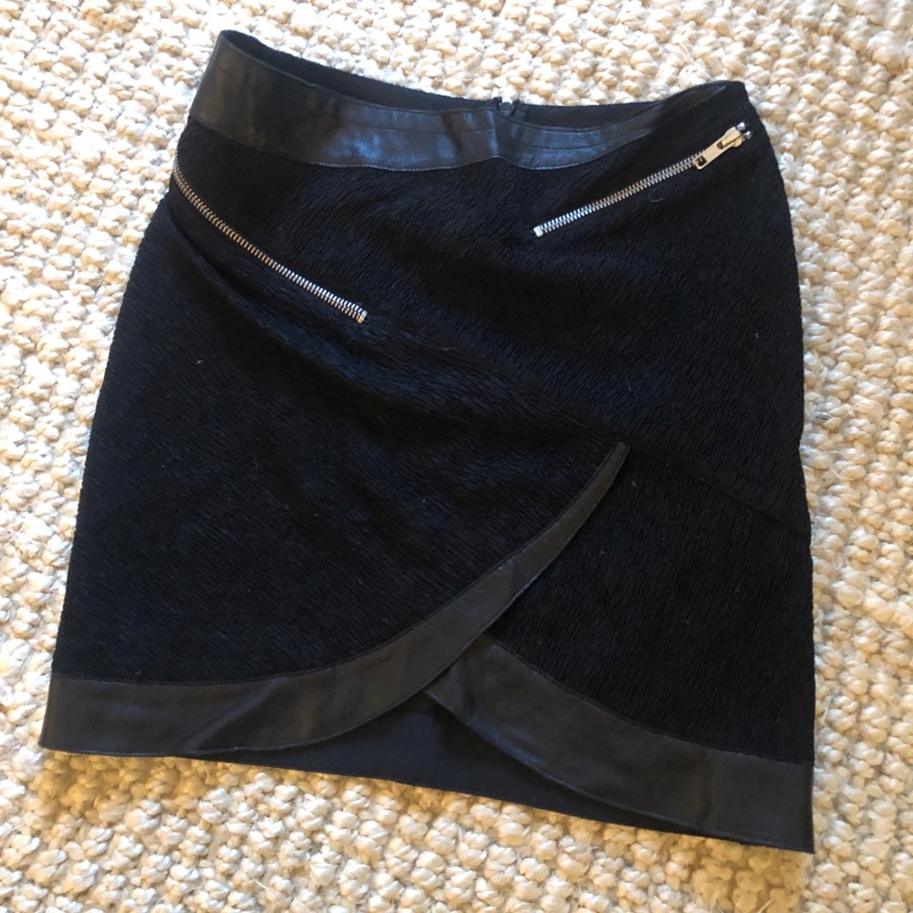 Crepe and leather Kooples mini skirt